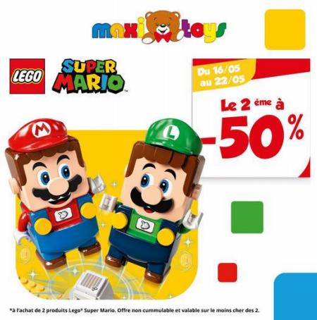 Promos de Jouets et Bébé à Liège | LEGO Super Mario Le 2ème à -50% sur Maxi Toys | 16/05/2022 - 22/05/2022
