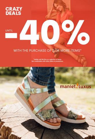Promos de Vêtements, Chaussures et Accessoires | Crazy Deals Until -40%* sur Maniet Luxus | 17/06/2022 - 30/06/2022