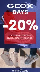 Catalogue Maniet Luxus à Bruxelles | Geox Days -20% | 26/3/2023 - 1/4/2023