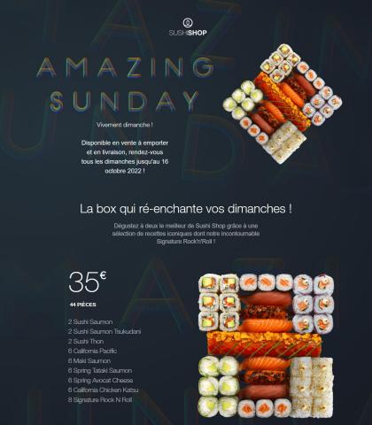 Promos de Restaurants à Bruxelles | Amazing Sunday sur Sushi Shop | 23/09/2022 - 16/10/2022
