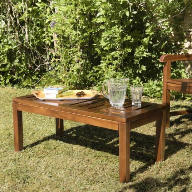Macabane - Table basse de jardin HANNA -  100 x 50 cm en bois teck huilé - Le jardin offre à 229,99€