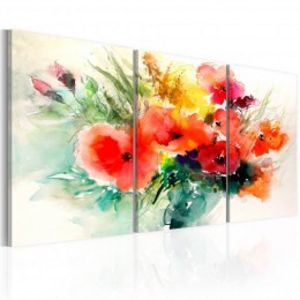 Tableau triptyque imprimé bouquet de fleurs effet aquarelle  offre à 46,9€ sur GiFi