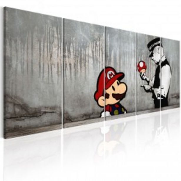 Tableau imprimé 5 panneaux Mario Bros sur béton  offre à 66,9€