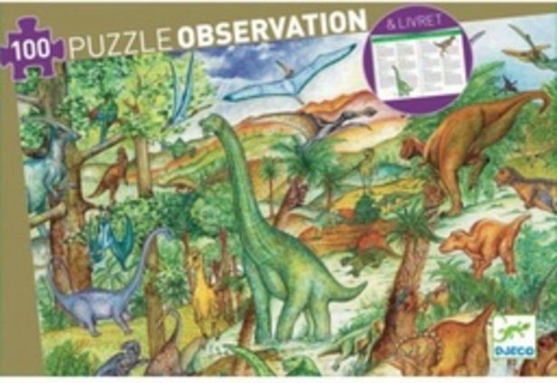 Dinosaures 100 pcs (Puzzles Observation Djeco) offre à 16€