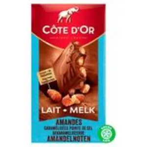 Côte d'Or Bloc Tablette De Chocolat Au Lait Amandes Caramélisées Pointe de Sel 180 g offre à 3,97€ sur Carrefour Express