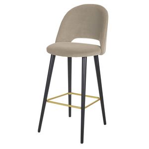 Chaise de bar en velours beige cappuccino et pieds en bois de frêne noir et métal doré H82 offre à 179€ sur Maisons du Monde